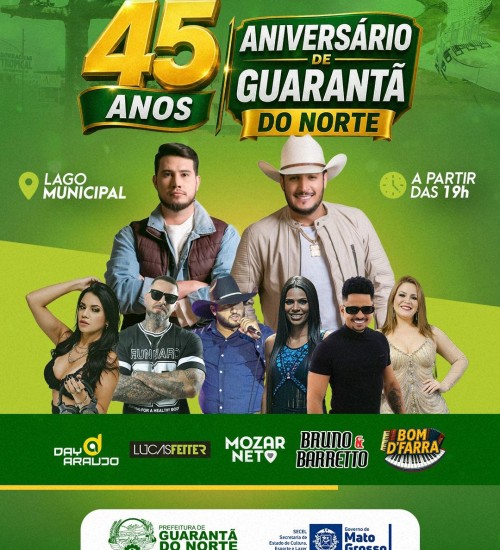 Guarantã do Norte celebra 45 anos com grande festa no Lago Municipa