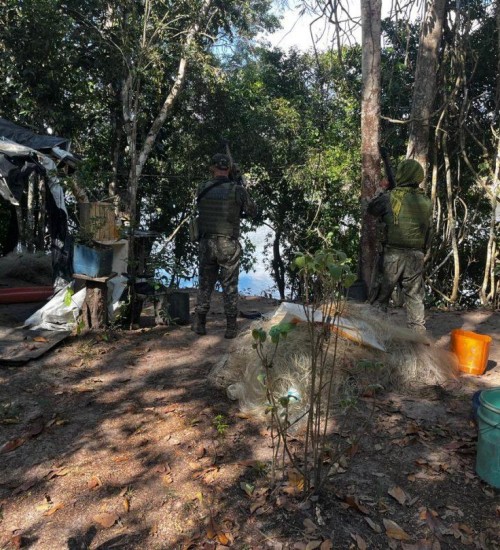 PM Ambiental apreende arma e redes de pesca ilegal em Apiacás